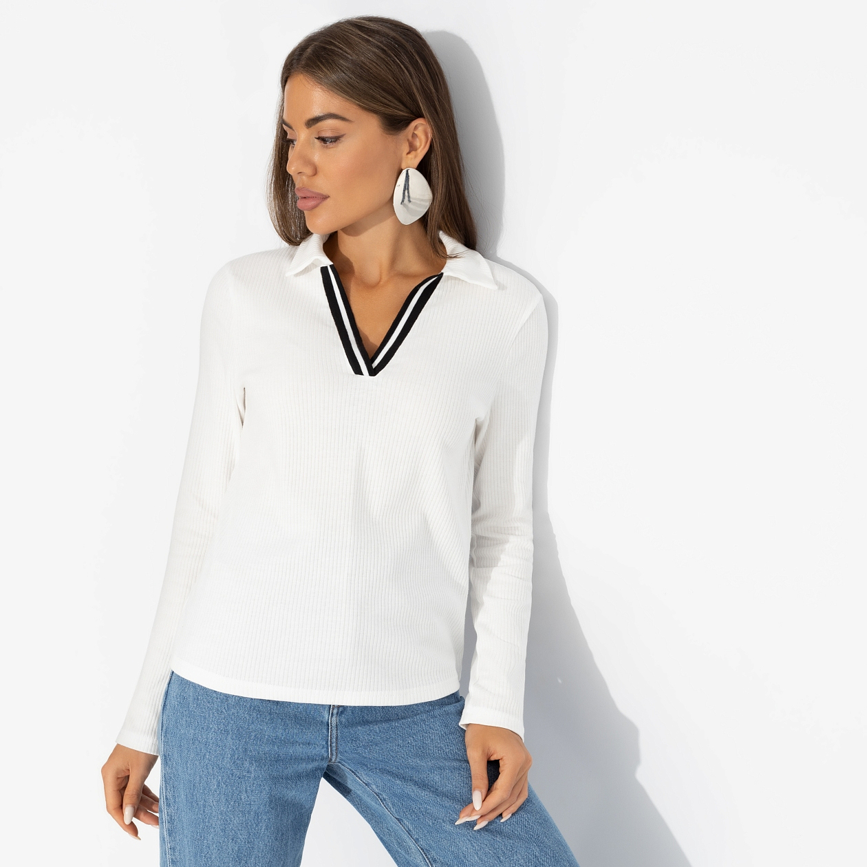 Поло Волна успеха (white). Состав: 97% хлопок, 3% лайкра