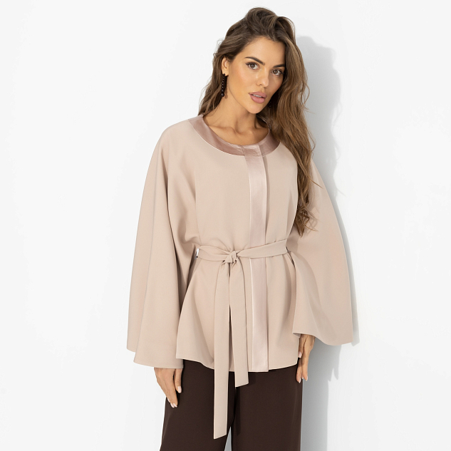 Жакет Яркий эффект (пудра, с поясом) 
