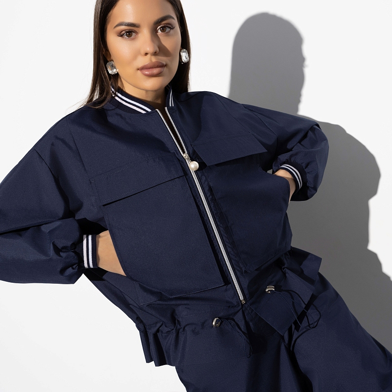 Бомбер Городской вайб (blue). Состав: 50% хлопок, 50% полиэстер