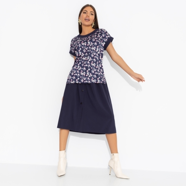 Комплект с юбкой Молодая и привлекательная (2 в 1, индиго) 