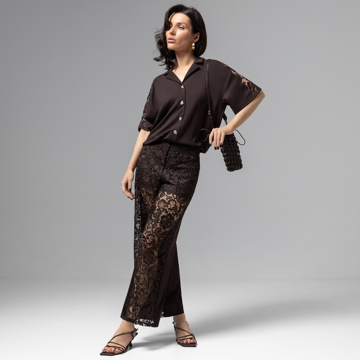 Кюлоты Больше, чем просто стиль (горький шоколад). Состав: 65% п/э, 30% вискоза, 5% спандекс