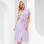 Платье Строго по графике (сирень, с поясом). Состав: 95% п/э, 5% эластан