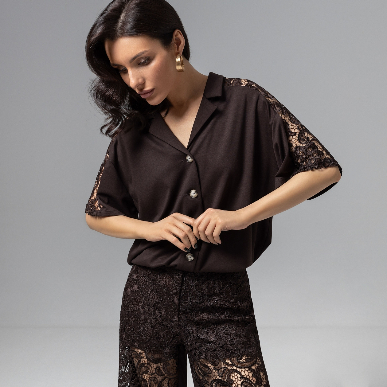 Стильное дежавю (горький шоколад). Состав: 65% п/э, 30% вискоза, 5% спандекс