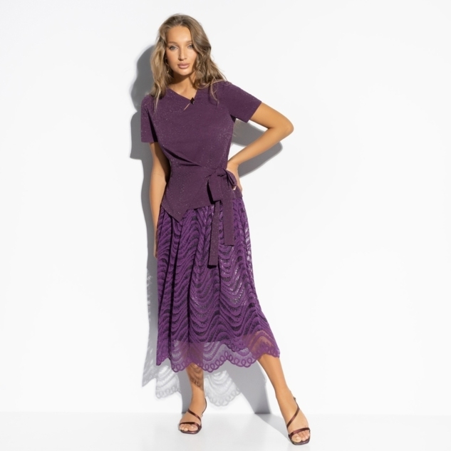 Костюм с юбкой Больше чем стиль (2 в 1, фиолетовый) 