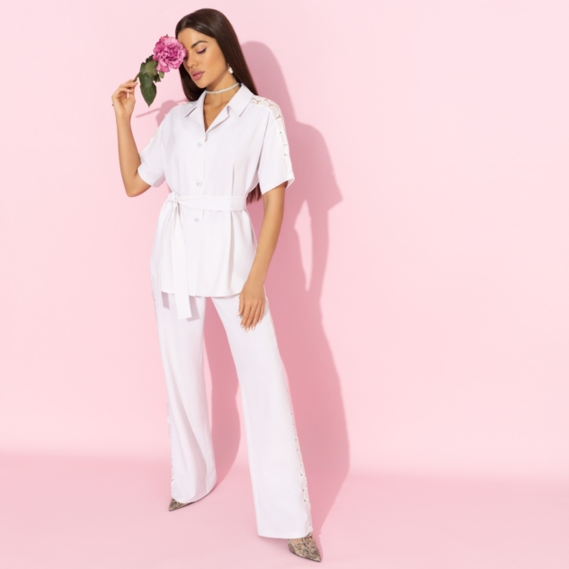 Брючный костюм Престижная номинация (серый, 2 в 1, с поясом) 