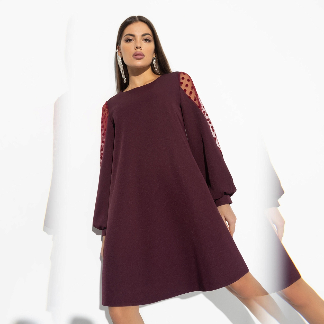 Платье Секрет любви (магия бордо). Состав: 95% п/э, 5% эластан