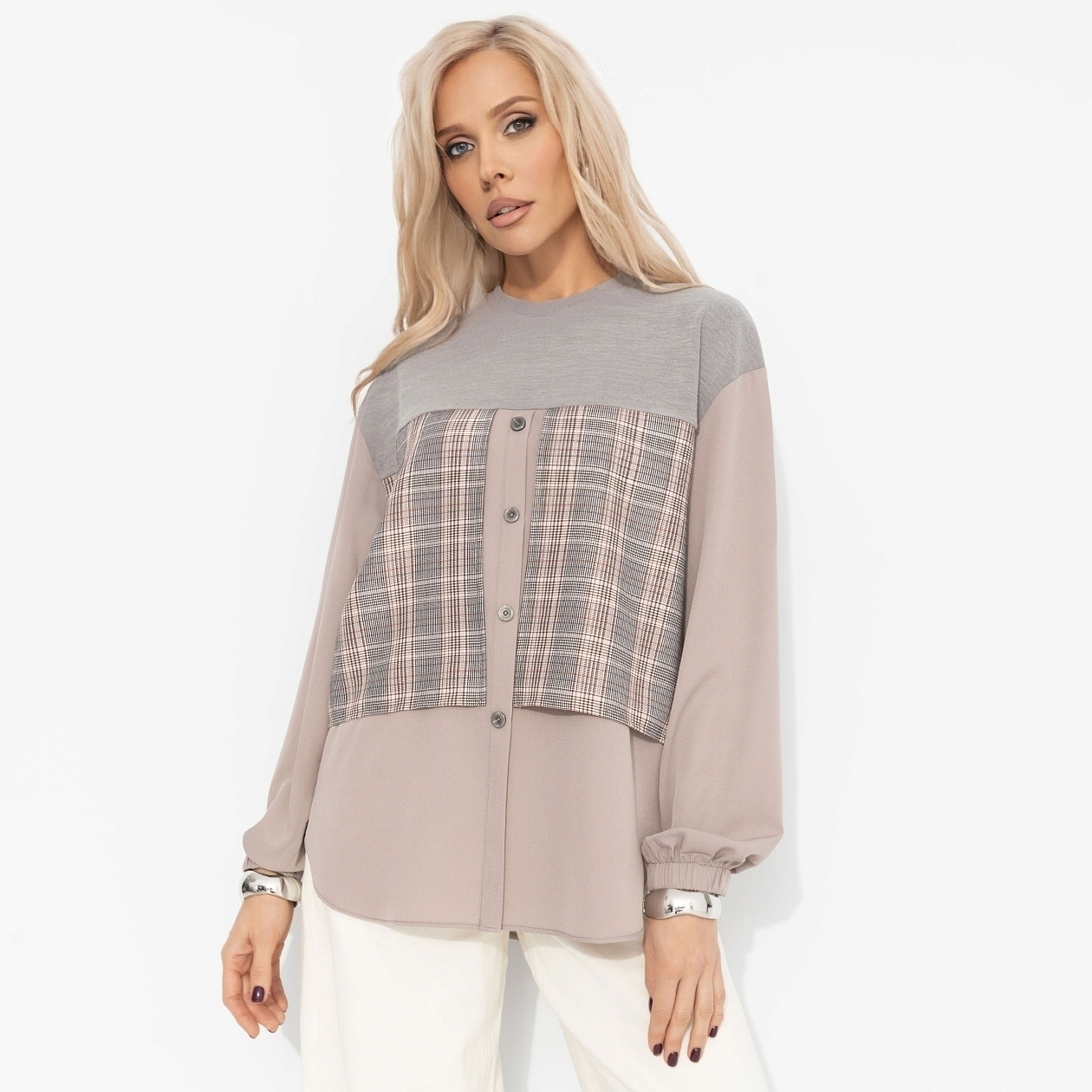 Стиль по-взрослому (бежевый). Состав: 65% полиэстер, 30% вискоза, 5% спандекс