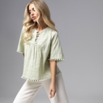 Блуза Летний фольклор (зеленая). Состав: 100% хлопок