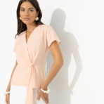 Блуза Откройся желаниям (оранжевая). Состав: 72% п/э, 22% вискоза, 6% спандекс