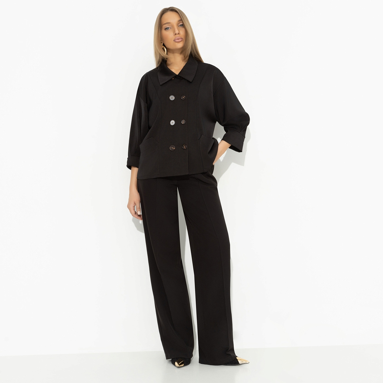 Жакет Безупречные манеры (черный). Состав: 75% полиэстер, 20% вискоза, 5% спандекс