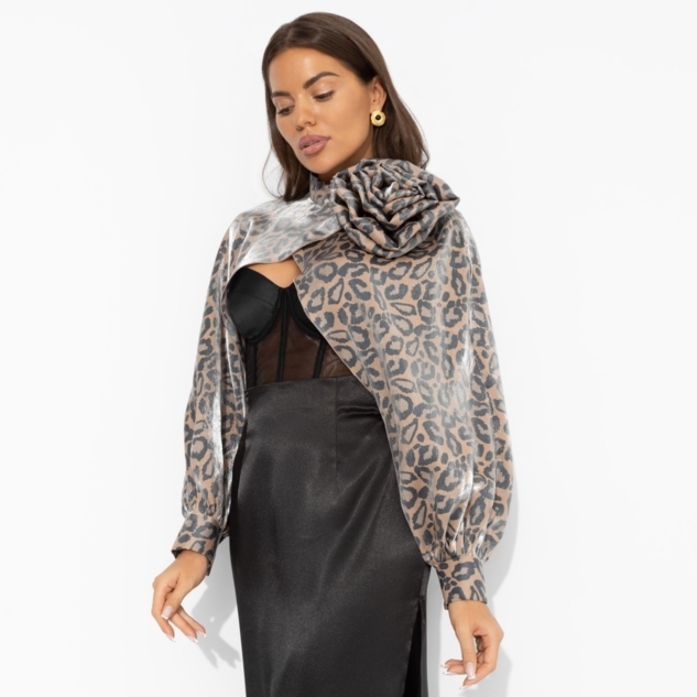 Болеро Деловой взгляд (леопардовое, с брошкой) 