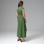 Платье Секреты утонченности (травяное). Состав: 40% полиэстер, 27% вискоза, 23% лён, 10% хлопок