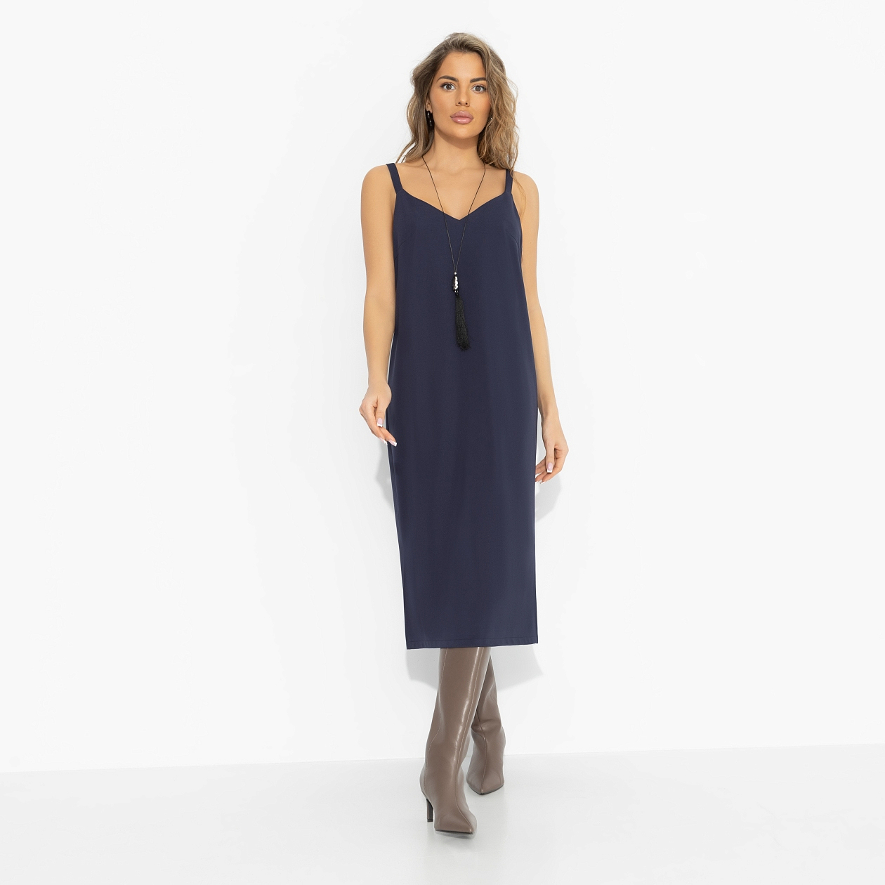 Сарафан Для важных свиданий (синий). Состав: 75% полиэстер, 20% вискоза, 5% эластан