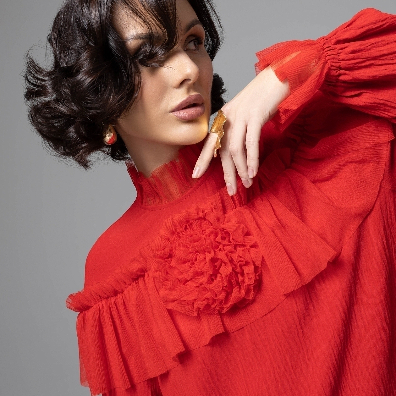 Блуза Мелодия сердца (красная). Состав: 65% п/э, 30% вискоза, 5% спандекс