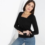 Блуза Аппетитные формы (магия черного, с поясом). Состав: 60% полиэстер, 35% вискоза, 5% спандекс