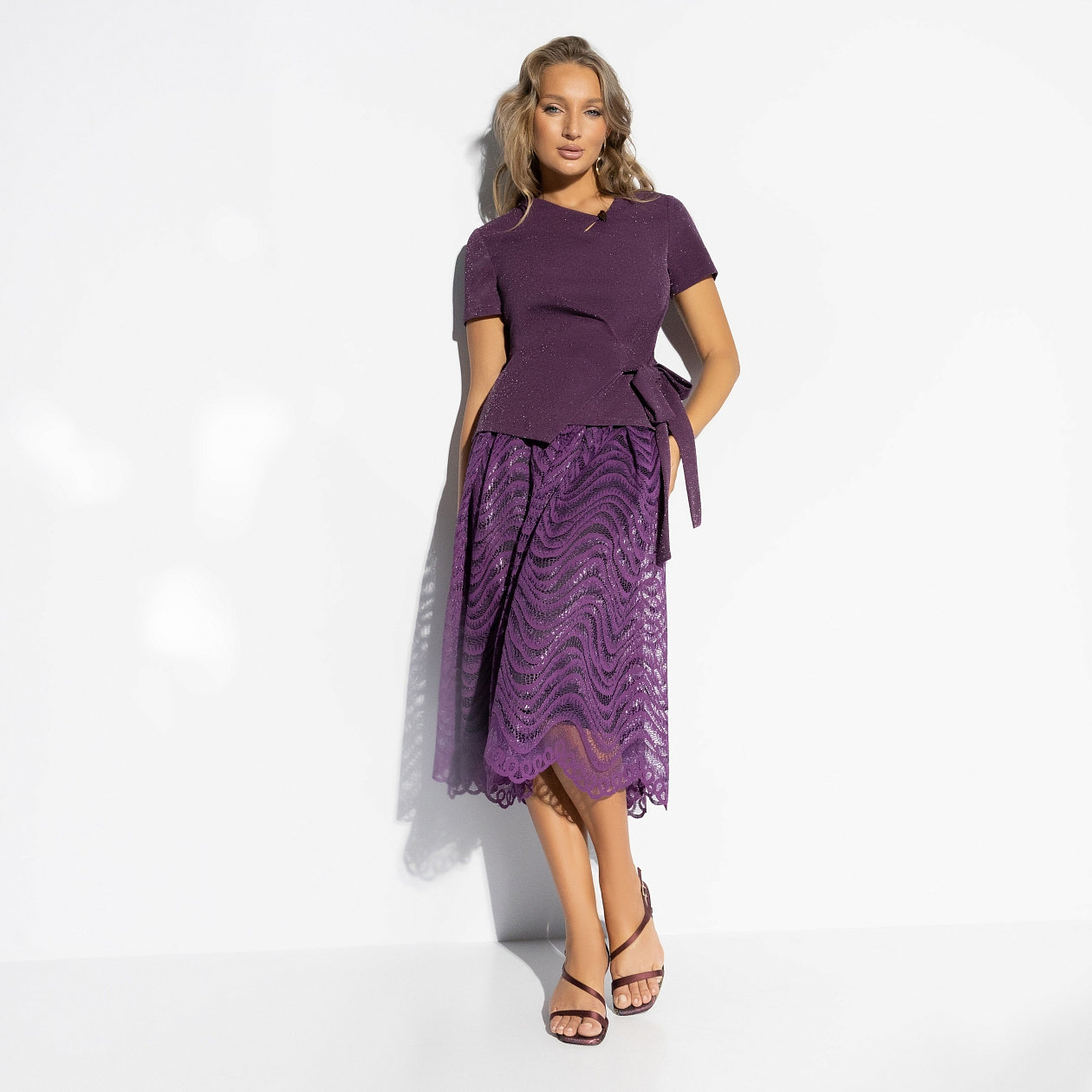 Костюм с юбкой Больше чем стиль (2 в 1, фиолетовый). Состав: 95% п/э, 5% спандекс