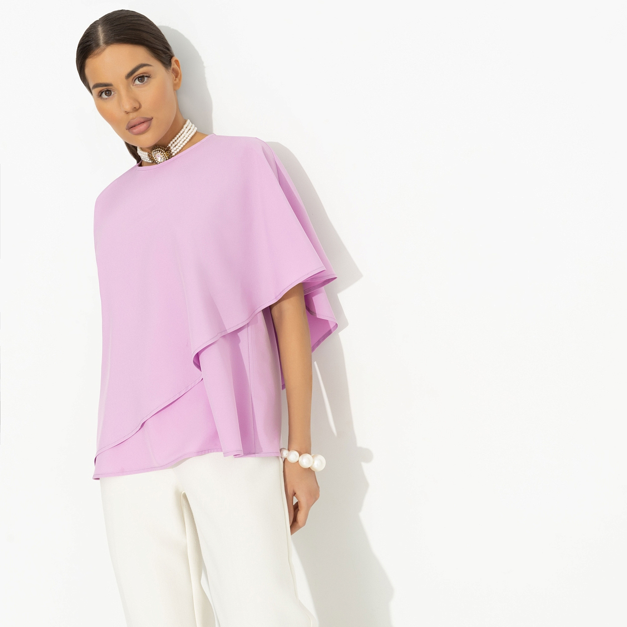 Блуза Лёгкая драма (розовая). Состав: 95% полиэстер, 5% эластан