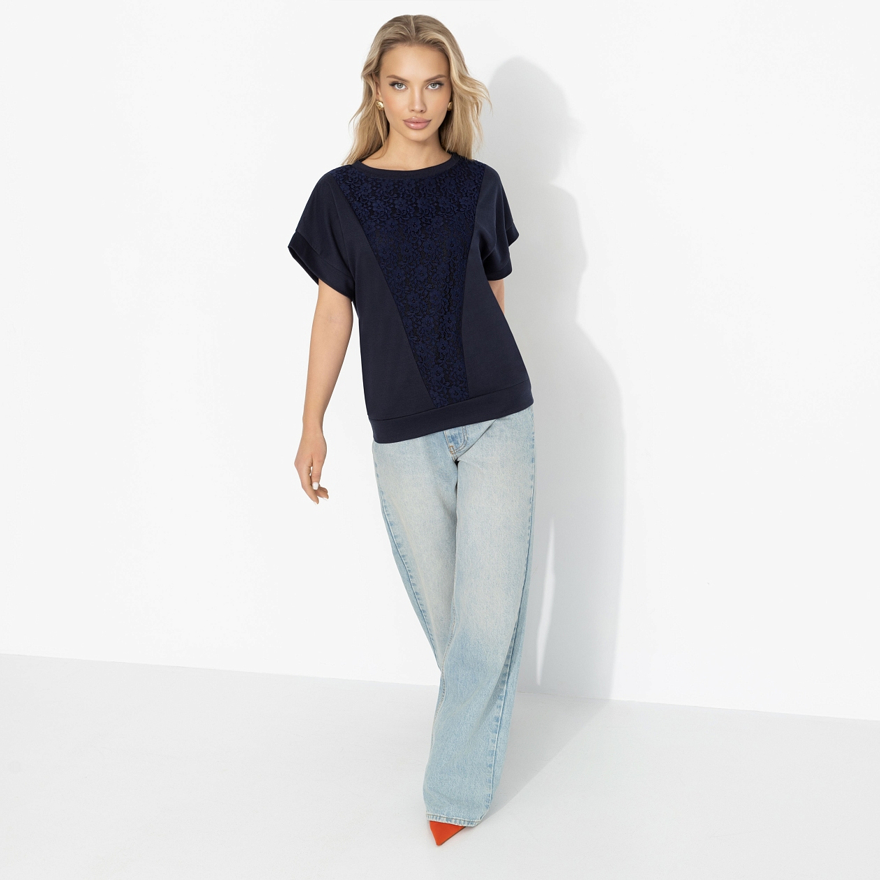 Футболка Всегда иначе (синяя). Состав: 65% п/э, 30% вискоза, 5% стрейч