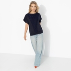 Футболка Всегда иначе (синяя). Состав: 65% п/э, 30% вискоза, 5% стрейч