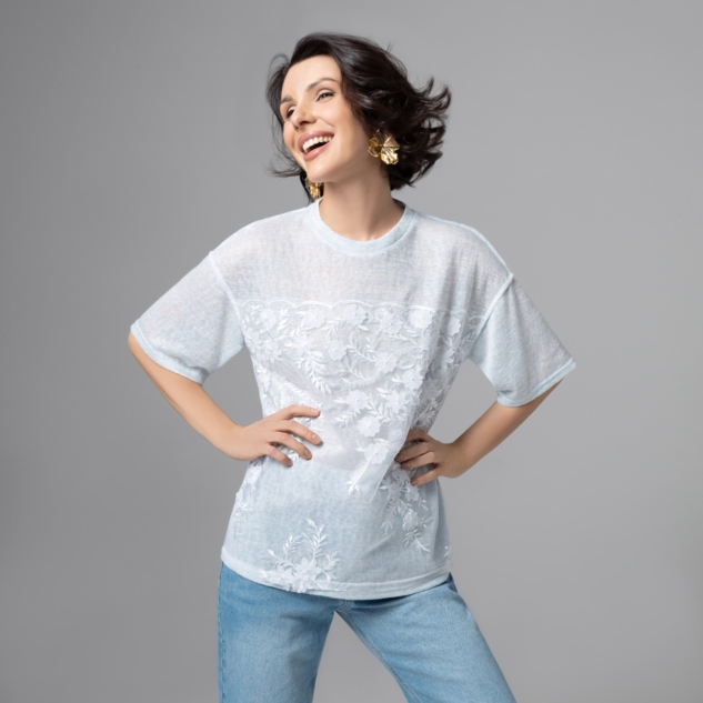 Футболка Буду тебе сниться (голубой меланж) 