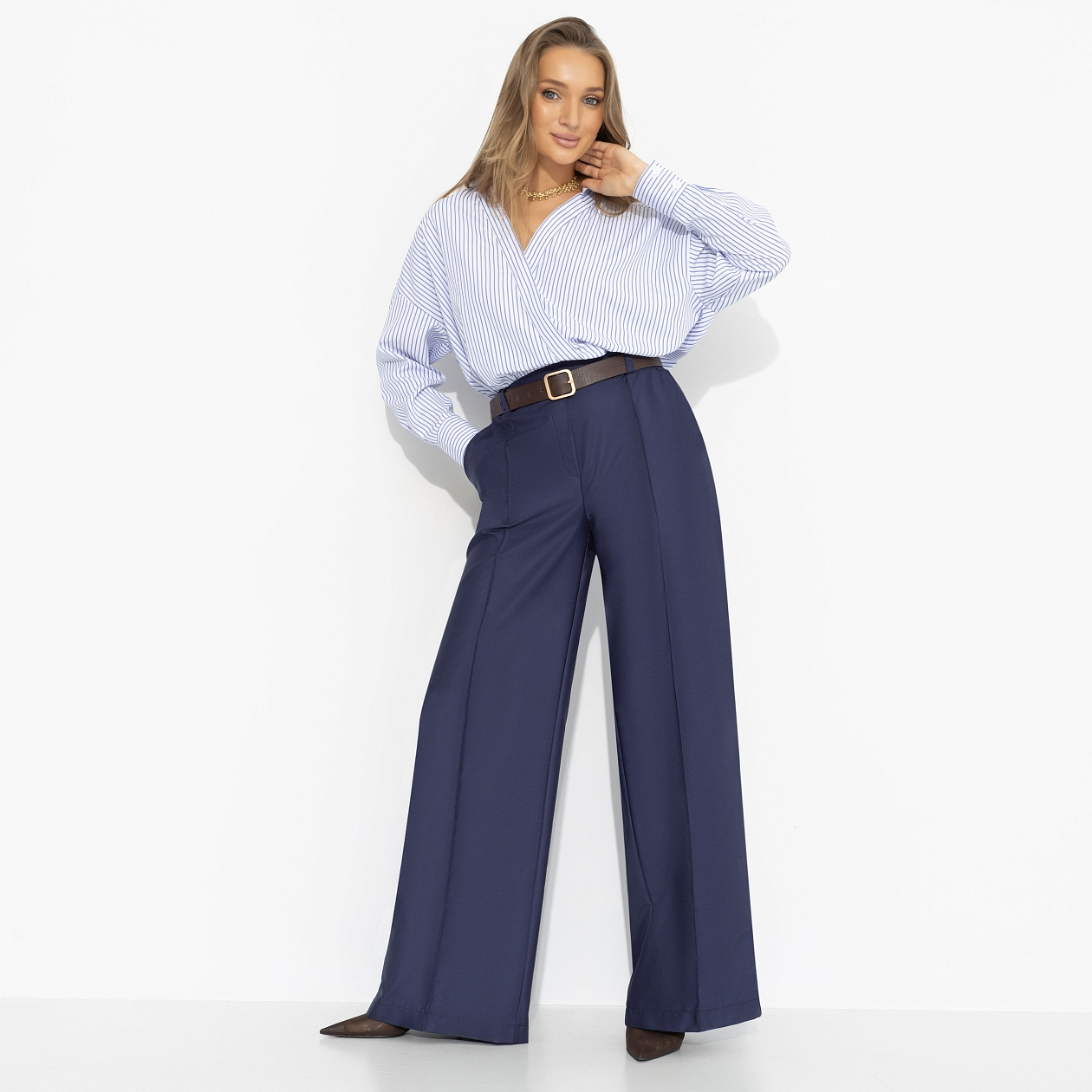 Брюки Минимализм с акцентами (синие). Состав: 85% п/э, 15% вискоза