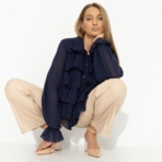 Блуза Гипнотический стиль (синяя). Состав: 100% полиэстер