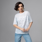 Футболка Буду тебе сниться (голубой меланж). Состав: 65% п/э, 30% вискоза, 5% спандекс