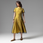 Платье-рубашка Стильное самообладание (желтое, 2 в 1). Состав: 45% хлопок, 30% полиэстер, 25% нейлон