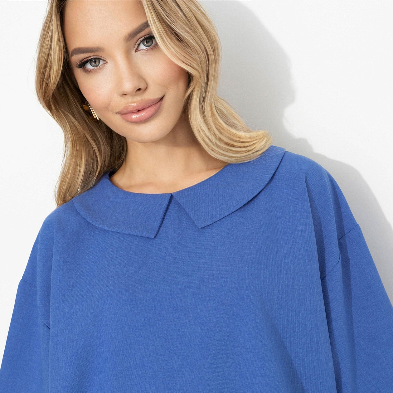 Блуза Пик очарования (голубика). Состав: 80% п/э, 15% лен, 5% эластан