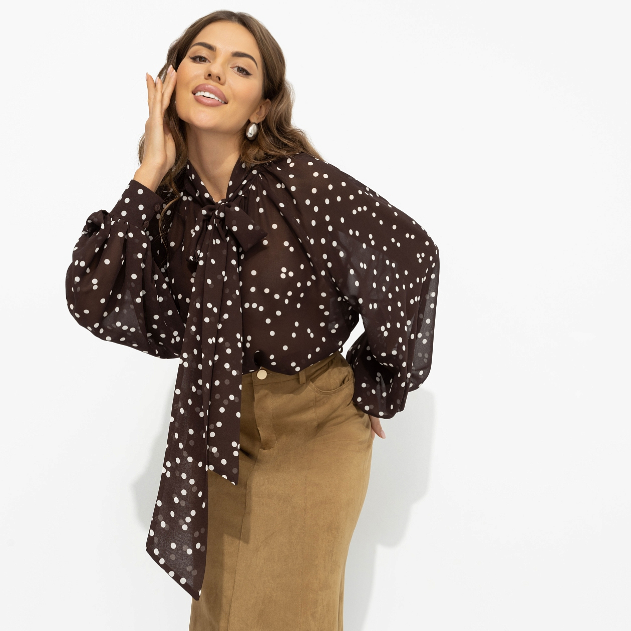 Блуза Привлекаю удачу (американо). Состав: 100% полиэстер