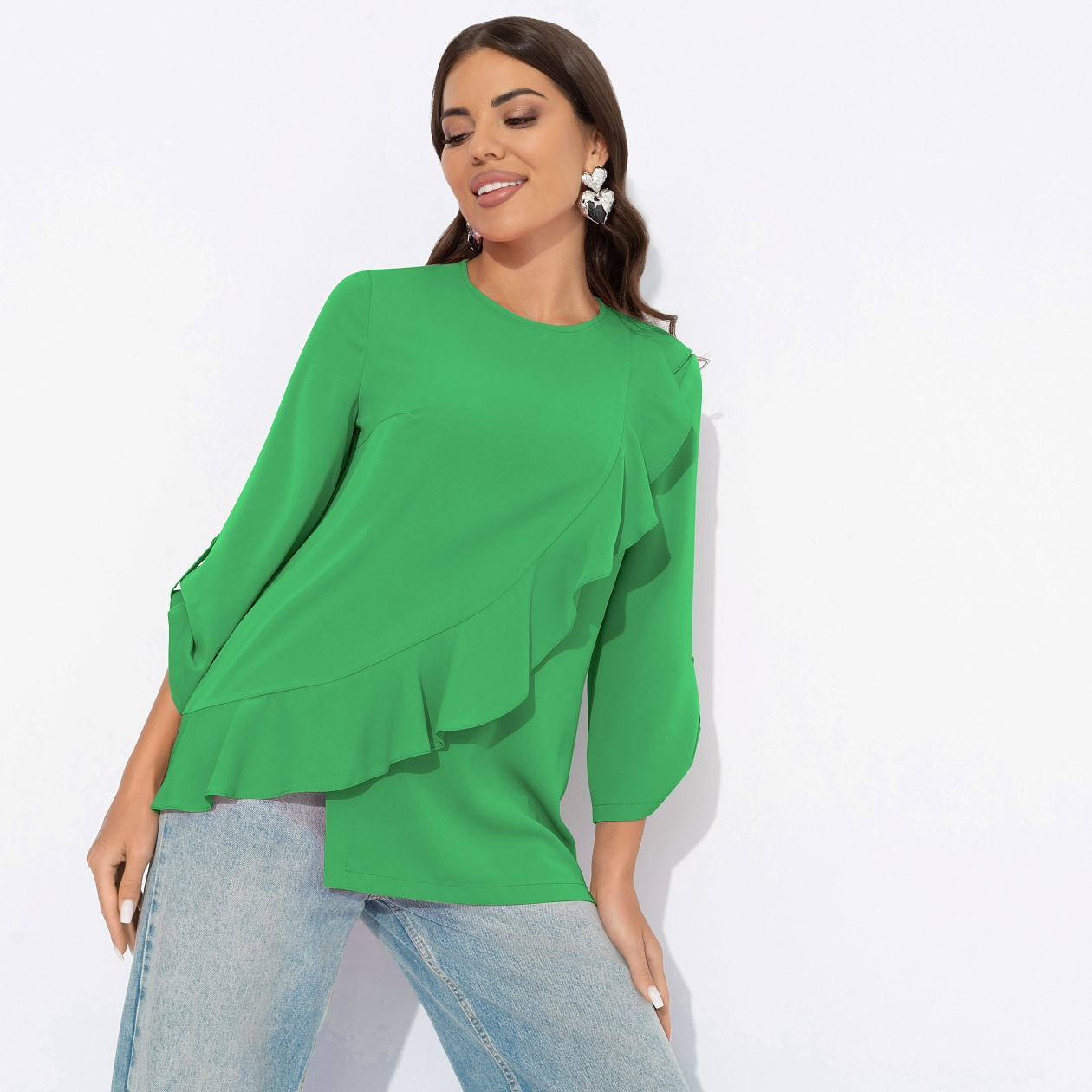 Блуза Я пришла блистать (изумрудная). Состав: 95% п/э, 5% эластан
