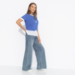 Футболка Романтика с перчинкой (синяя). Состав: 80% п/э, 15% лен, 5% эластан