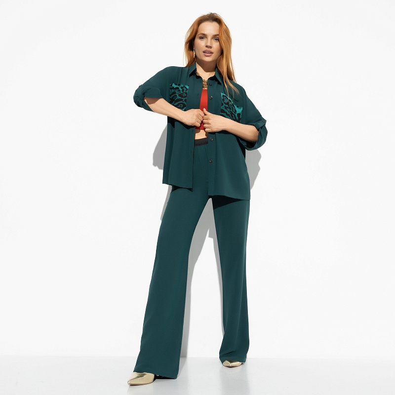Брючный костюм Девиз бизнес–леди (green, 2 в 1). Состав: 95% полиэстер, 5% спандекс