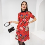 Платье Цветочный тотал-лук. Состав: 72% п/э, 25% вискоза , 3% спандекс