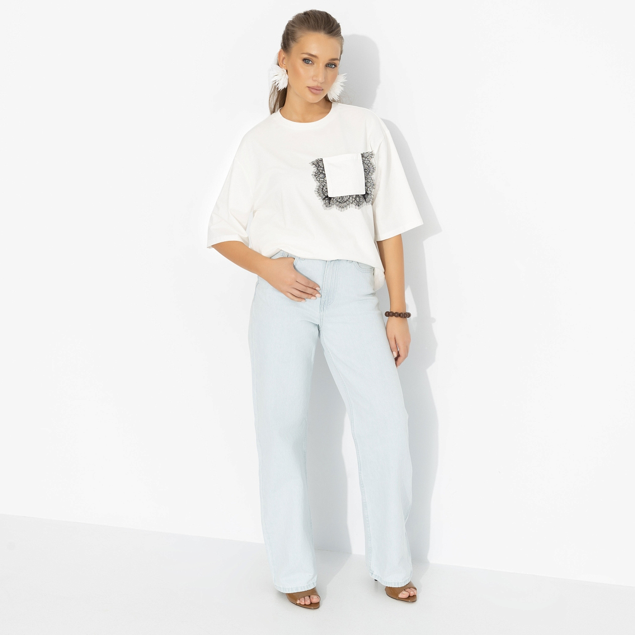 Футболка На стильной волне (белая). Состав: 95% хлопок, 5% лайкра