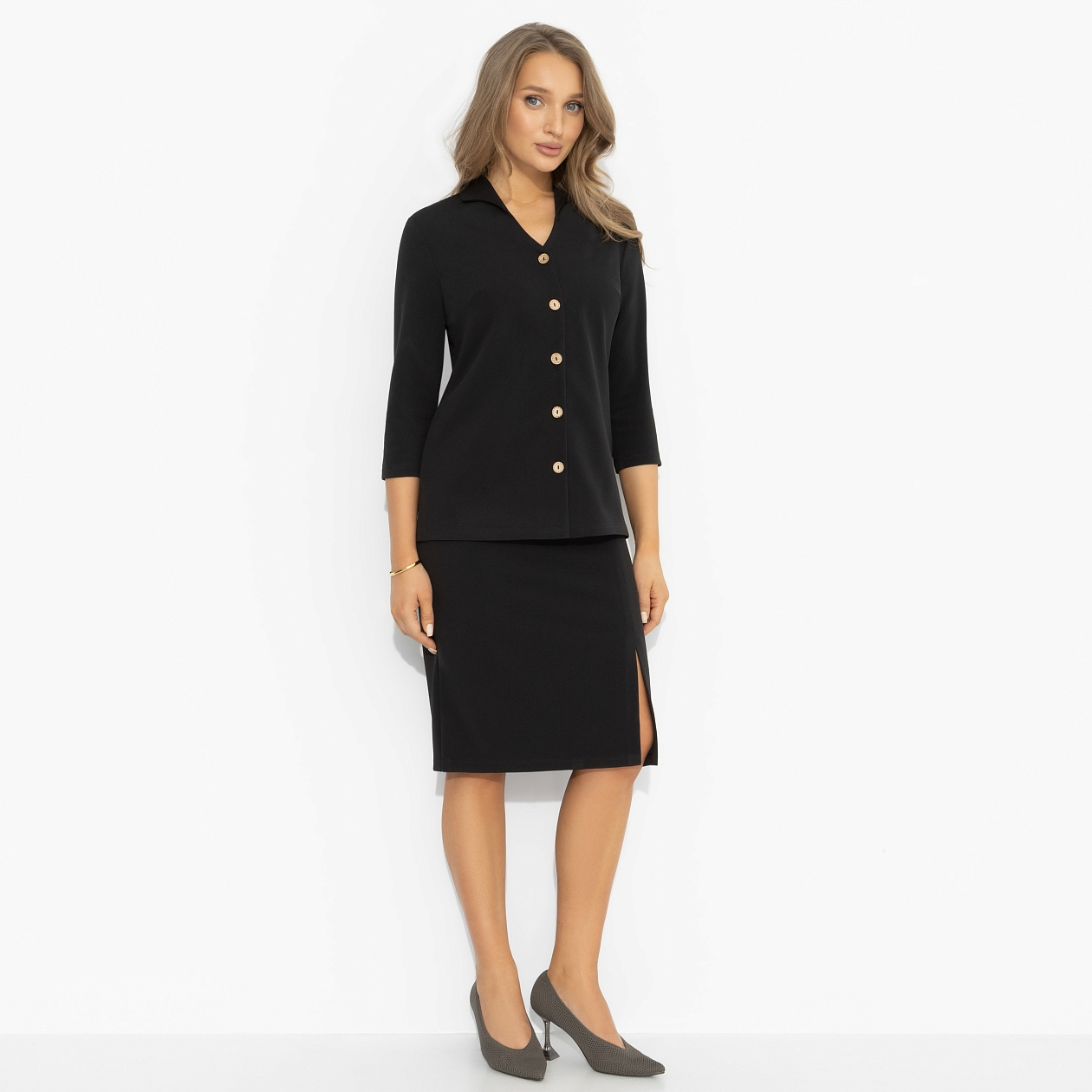 Костюм с юбкой Гордая и дикая (2 в 1, с поясом). Состав: 65% п/э, 30% вискоза, 5% эластан