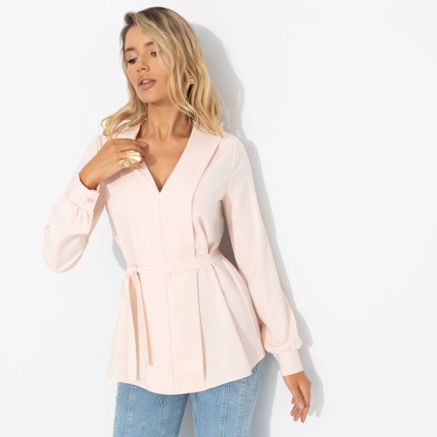 Блуза Твой личный манифест (бледный персик, с поясом) 