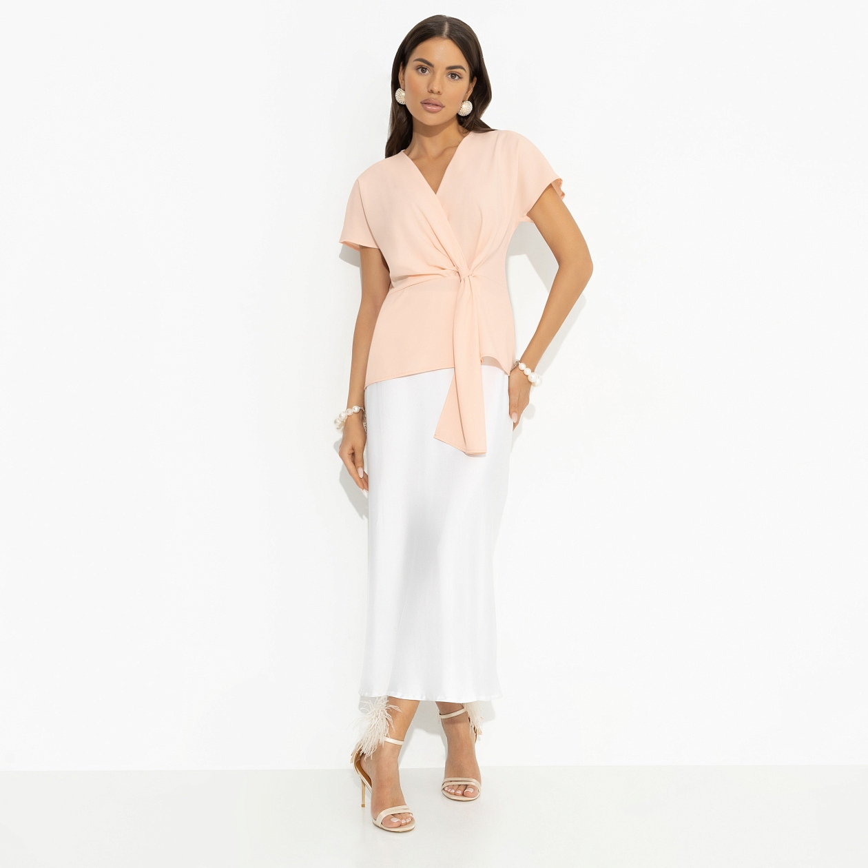 Блуза Откройся желаниям (оранжевая). Состав: 72% п/э, 22% вискоза, 6% спандекс