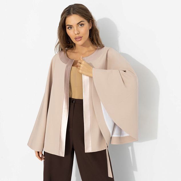 Жакет Яркий эффект (пудра, с поясом) 
