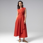 Платье Секреты утонченности (терракотовое). Состав: 40% полиэстер, 27% вискоза, 23% лён, 10% хлопок