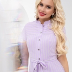 Платье Строго по графике (сирень, с поясом). Состав: 95% п/э, 5% эластан