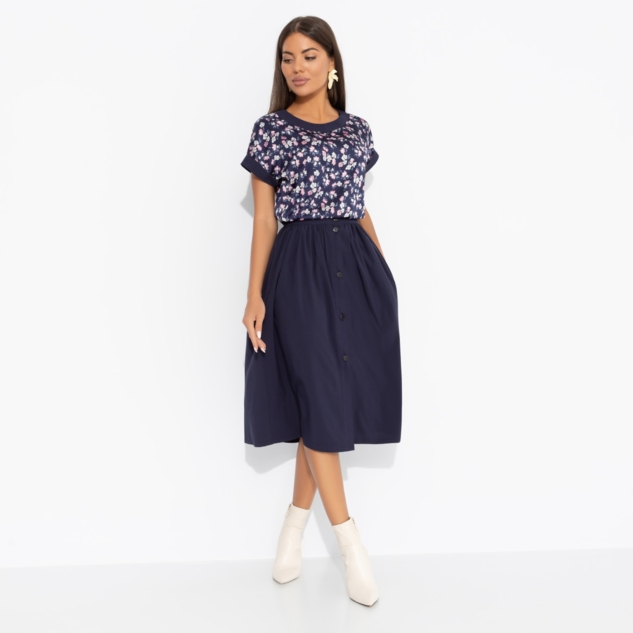 Комплект с юбкой Молодая и привлекательная (2 в 1, индиго) 