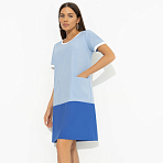 Платье Утонченность с характером (голубое). Состав: 80% п/э, 15% лен, 5% эластан