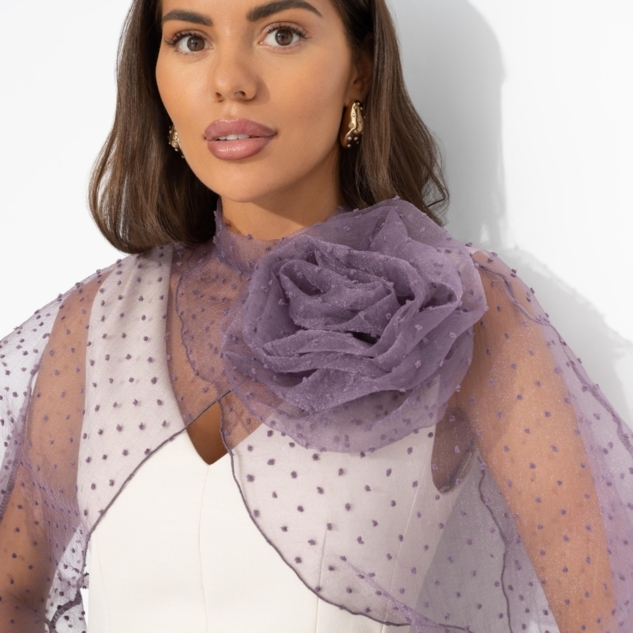 Болеро Деловой взгляд (сиреневое, с брошкой) 