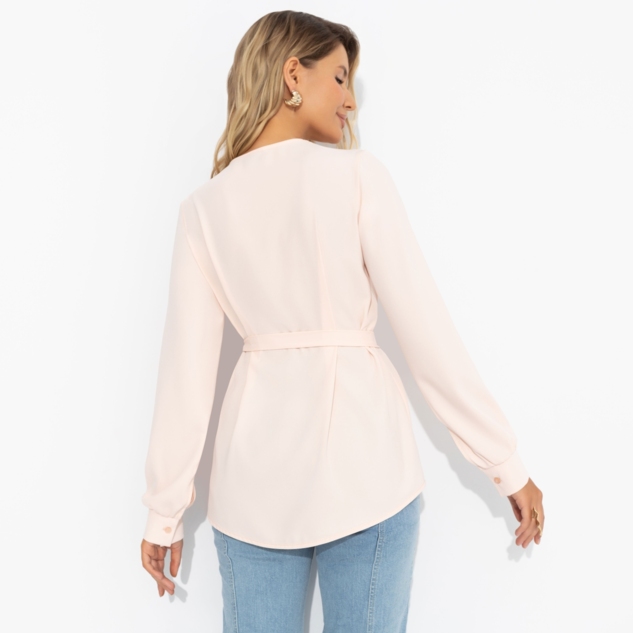 Блуза Твой личный манифест (бледный персик, с поясом) 