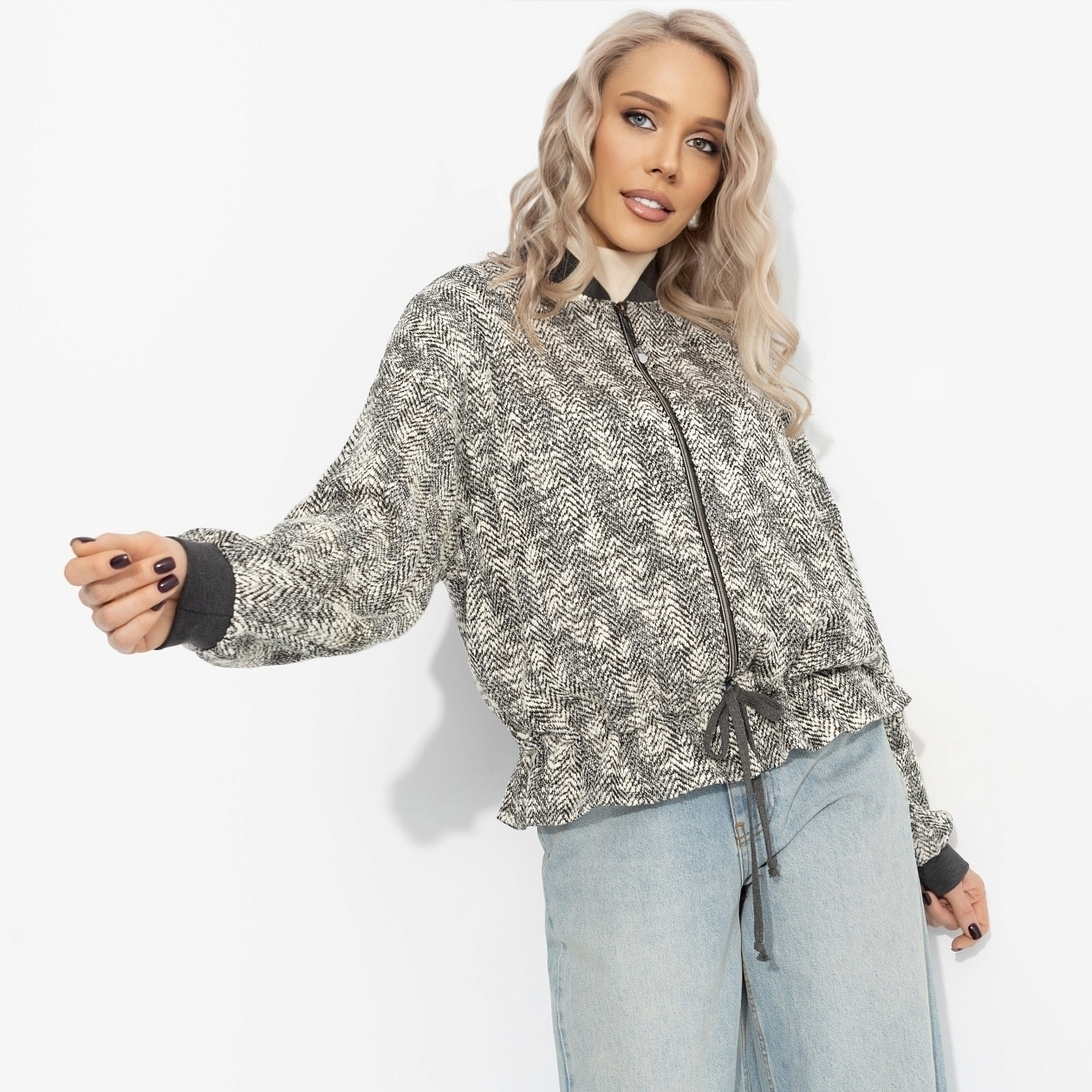 Бомбер Эпичный шик (фэшн). Состав: 50% хлопок, 10% вискоза, 35% п/э, 5% спандекс