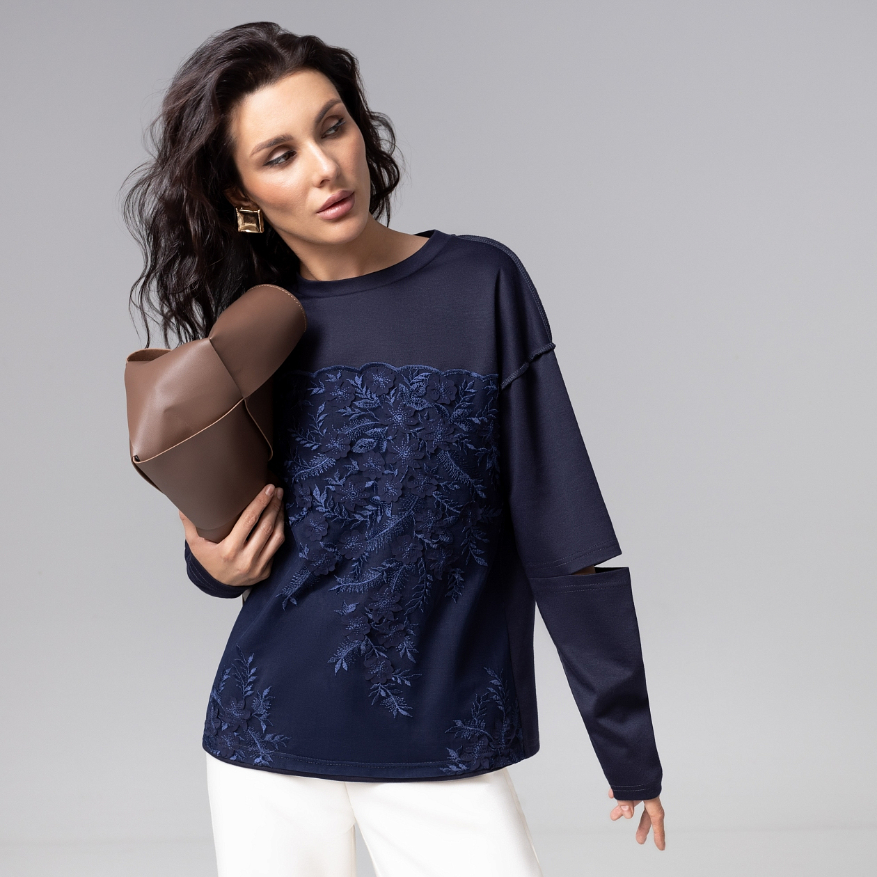 Лонгслив Образ решает (синий). Состав: 80% п/э, 15% вискоза, 5% спандекс