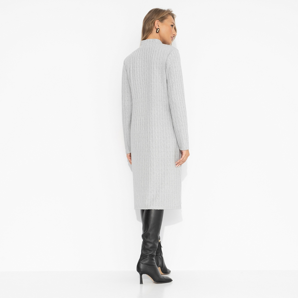 Платье Неотразимый лук (серое). Состав: 75% нейлон, 22% хлопок, 3% спандекс