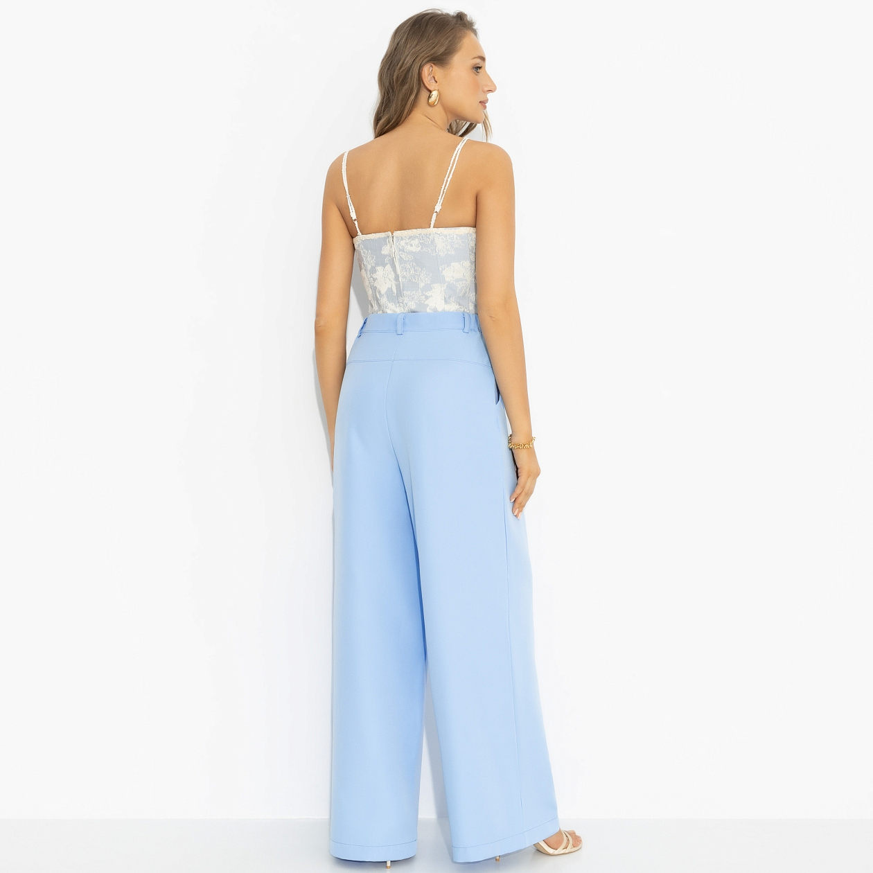 Брюки Легкой походкой (голубые). Состав: 60%  п/э, 37%  вискоза, 3% спандекс