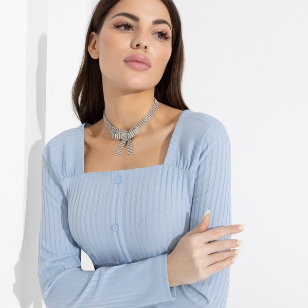 Блуза Аппетитные формы (небесный свет, с поясом) 